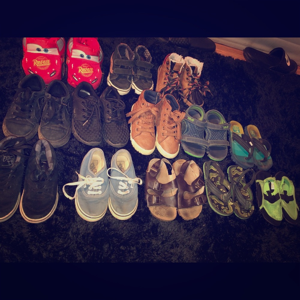 Large lot of toddler boy shoes